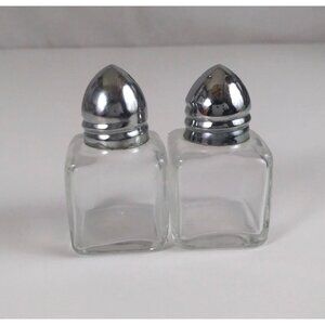 Vintage Admiral Clear Glass Square Mini Salt & Pepper Shakers